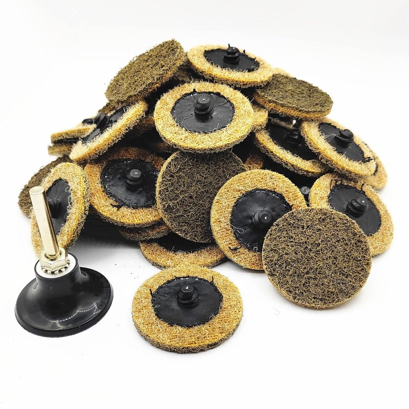 Banmo Abrasive 50 قطعة أقراص صنفرة دوارة، تشمل 1 قطعة حامل قرص 2 بوصة مع عمود 1/4 بوصة، تكييف السطح، تغيير سريع - Image 4